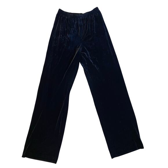 Monroe and Main Pants - Monroe & Main Whimsy Goth Black Velour Velvet Elastic Waist Straight Leg Pants M